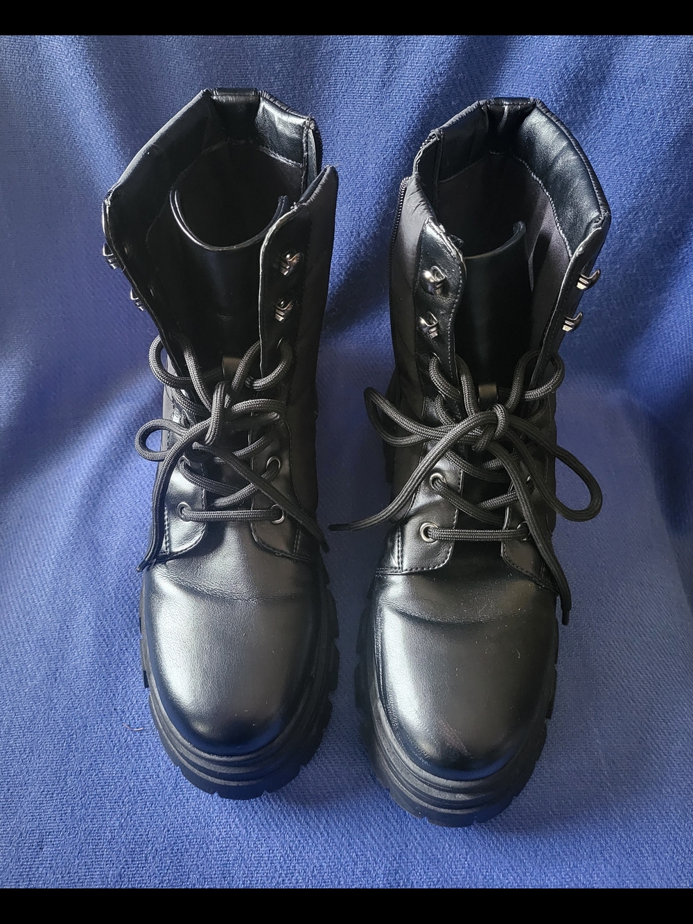 Marc Fisher Black Lace-Up Combat Boots
